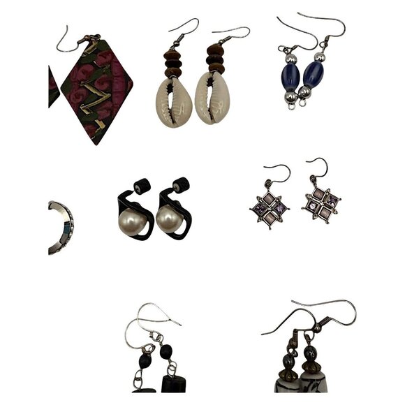 Lot Of 12 Vintage Earrings Assorted Styles & Materials Including Beads Shells Me - Picture 4 of 6